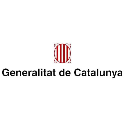 Logotipo de la Generalitat de Catalunya, con el emblema de cuatro barras rojas verticales en un círculo rojo, seguido del texto "Generalitat de Catalunya".